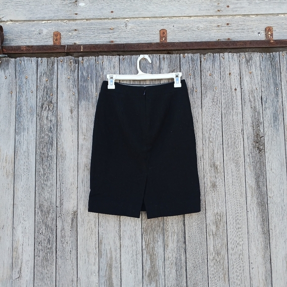 J Crew Size 0 Pencil Skirt Black Wool Blend Lined Preppy Office Academia - Picture 2 of 6